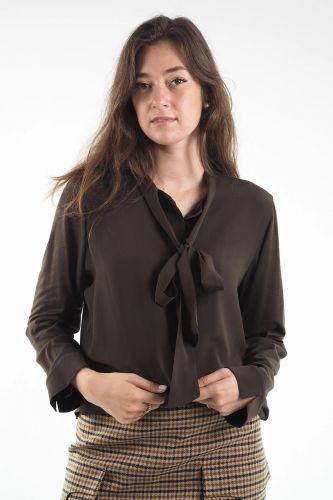 Top en jersey et crêpe à col noué SEVENTY | MARINE Auvelais
