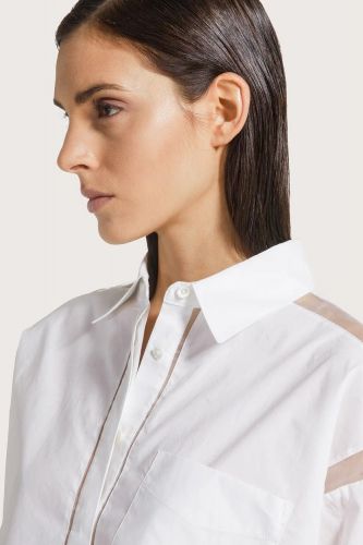 Chemise courte blanche & détails transparents SEVENTY | Marine