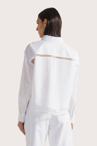 Chemise courte blanche & détails transparents SEVENTY | Marine