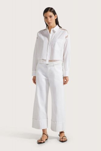 Chemise courte blanche & détails transparents SEVENTY | Marine