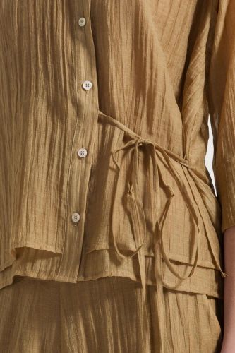 Chemise voile plissée camel SEVENTY | Marine