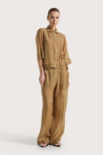 Chemise voile plissée camel SEVENTY | Marine