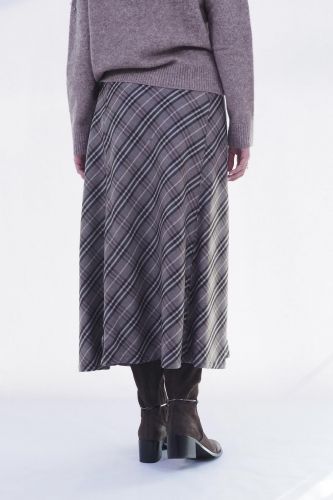 Jupe longue à carreaux brun multi SEVENTY | Marine