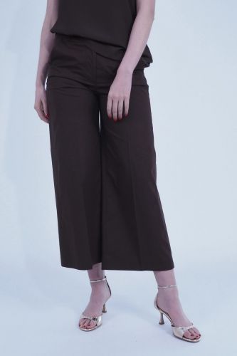 Seventy pantalon Brun femmes (pantalon droit large - PT1344 marron uni) - Marine | Much more than shoes