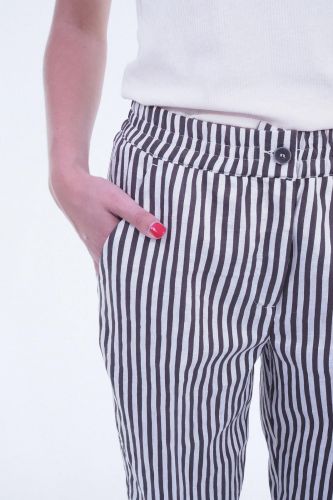 Pantalon rayé brun & blanc SEVENTY | Marine
