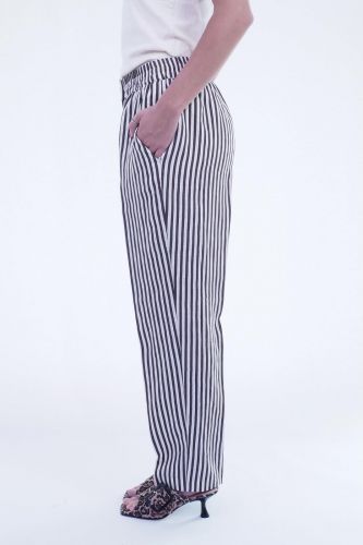 Pantalon rayé brun & blanc SEVENTY | Marine