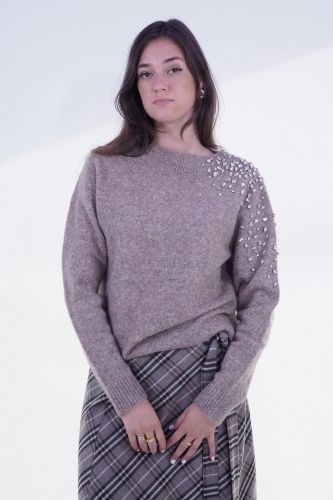 Pull camel avec strass SEVENTY | Marine