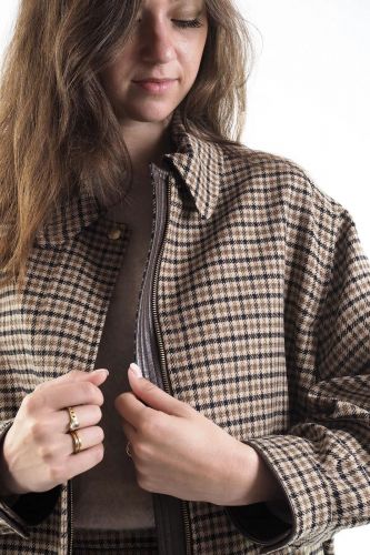 Manteau court carreaux SEVENTY | MARINE Auvelais