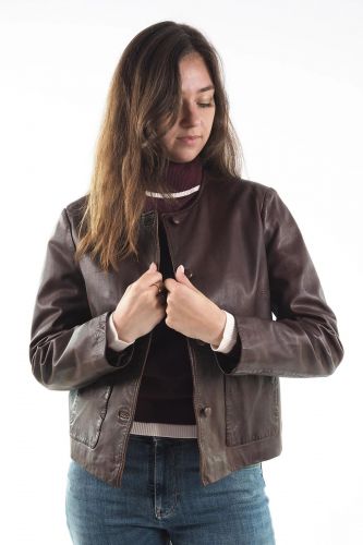 Veste courte en cuir SEVENTY | MARINE Auvelais