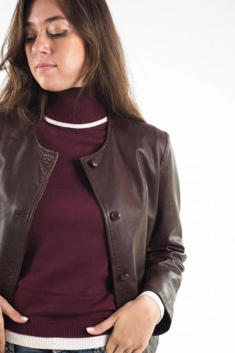 Veste courte en cuir SEVENTY | MARINE Auvelais
