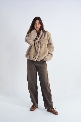 Veste manches tricot camel SEVENTY | Marine