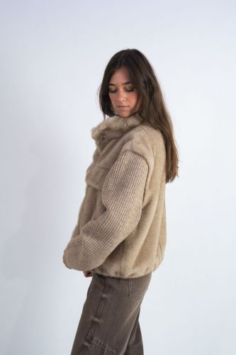 Veste manches tricot camel SEVENTY | Marine