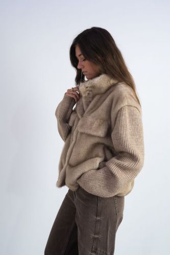 Veste manches tricot camel SEVENTY | Marine