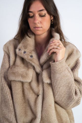 Veste manches tricot camel SEVENTY | Marine