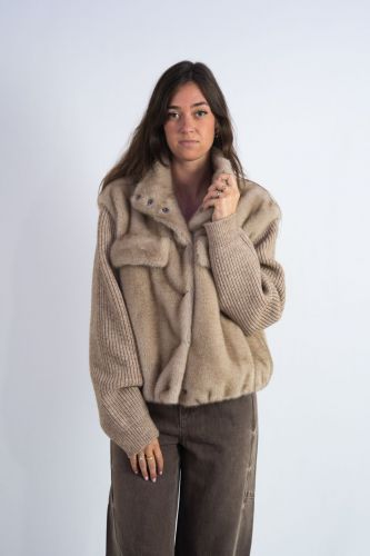 Veste manches tricot camel SEVENTY | Marine