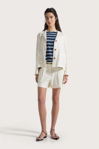 Veste courte lin plissé écru SEVENTY | Marine