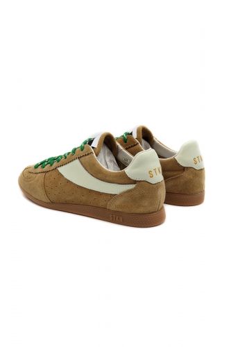 Stockton basket bas Camel femmes (basse fine JQMUS - CURRY camel / lacet vert) - Marine | Much more than shoes