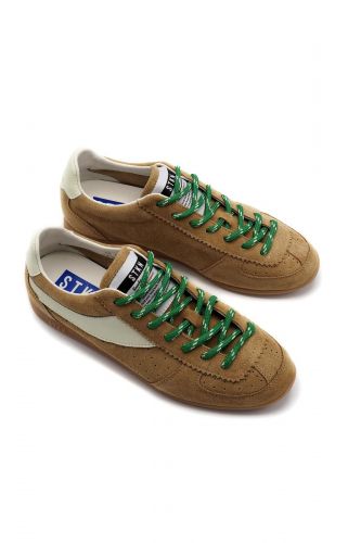 Stockton basket bas Camel femmes (basse fine JQMUS - CURRY camel / lacet vert) - Marine | Much more than shoes