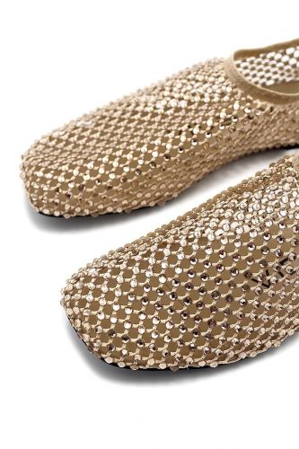 Strategia Ballerines Or femmes (ballerine filet - filet + strass or) - Marine | Much more than shoes