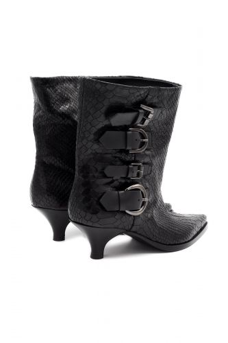 Boots noires à kitten heel et quatre boucles STRATEGIA | Marine