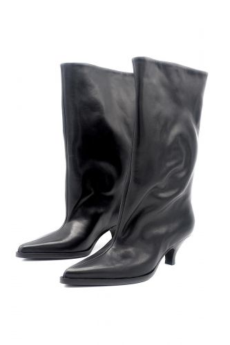 Strategia boots Noir femmes (boots mi-haut pointu cuir noir - E4303 noir) - Marine | Much more than shoes