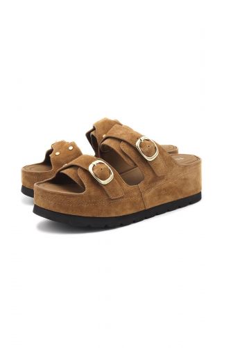 Strategia mule Naturel femmes (mule maxi semelle double boucle - E45 Elena double boucles cogna) - Marine | Much more than shoes