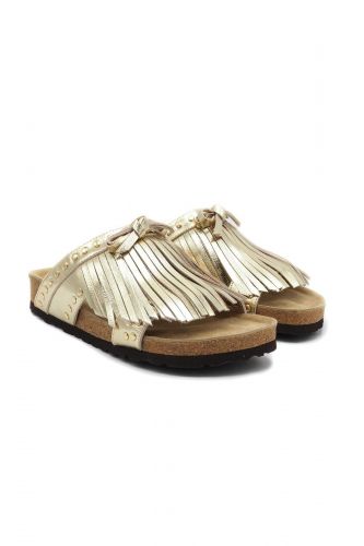 Strategia mule Or femmes (mule maxi semelle franges - C30 Elena  franges or) - Marine | Much more than shoes