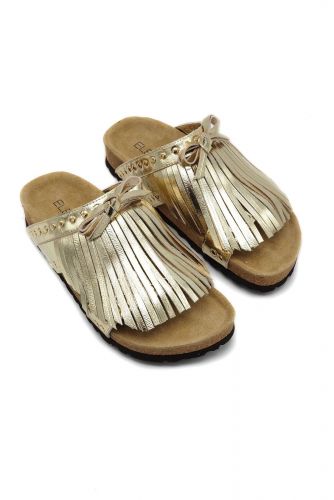 Strategia mule Or femmes (mule maxi semelle franges - C30 Elena  franges or) - Marine | Much more than shoes