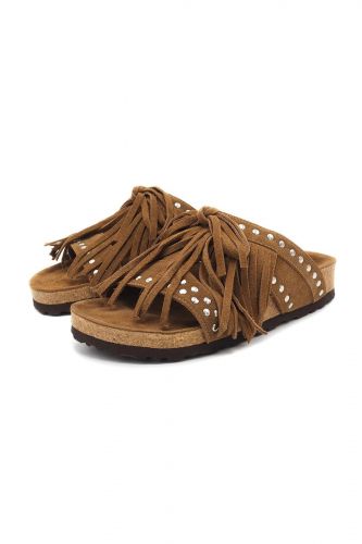 Strategia mule Naturel femmes (mule maxi semelle - C30 Elena  franges cognac) - Marine | Much more than shoes