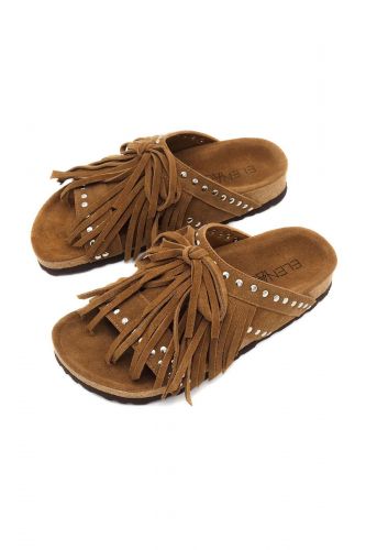 Strategia mule Naturel femmes (mule maxi semelle - C30 Elena  franges cognac) - Marine | Much more than shoes