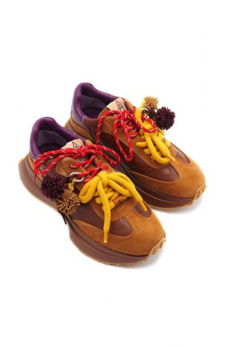 Basket multicolore à semelle runner avec touches de mauve, camel et jaune STRATEGIA | MARINE Auvelais