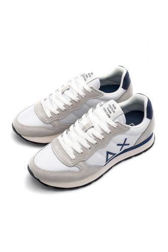 SUN68 basket bas Blanc hommes (blanche basic X bleu - TOM SOL35101 blanc) - Marine | Much more than shoes