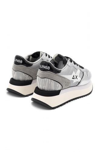 SUN68 basket bas Argent femmes (Maxi semelle argent - BIG STAR silver) - Marine | Much more than shoes