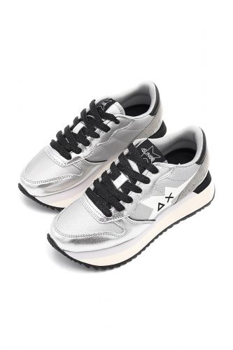 SUN68 basket bas Argent femmes (Maxi semelle argent - BIG STAR silver) - Marine | Much more than shoes