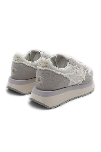 SUN68 basket bas Blanc femmes (Maxi semelle canvas - BIG STAR blanc tissus) - Marine | Much more than shoes