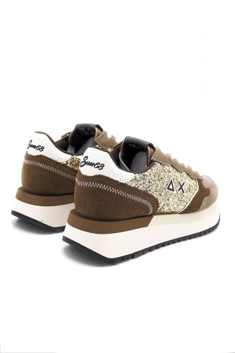 SUN68 basket bas Or femmes (maxi semelle glitter& daim beige - BIG ALLY glitter oro) - Marine | Much more than shoes