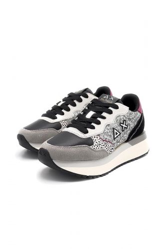 SUN68 basket bas Argent femmes (maxi semelle glitter lacet viola - BIG ALLY glitter silver + fuxi) - Marine | Much more than shoes