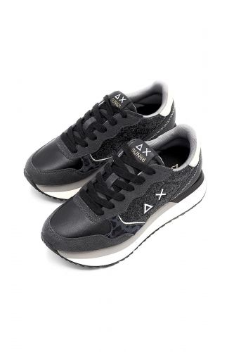 SUN68 basket bas Noir femmes (maxi semelle glitter lacet viola - BIG ALLY glitter noir) - Marine | Much more than shoes