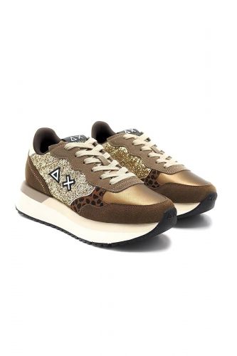 SUN68 basket bas Or femmes (maxi semelle glitter lacet viola - BIG ALLY glitter copper) - Marine | Much more than shoes