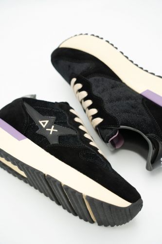 SUN68 basket bas Noir femmes (maxi semelle velvet - BIG STARGIRL velours noir) - Marine | Much more than shoes