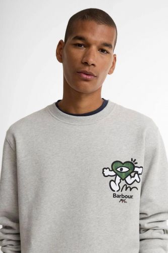 Pull gris unisex à motif cœur vert BARBOUR x Mul Tyne | Marine