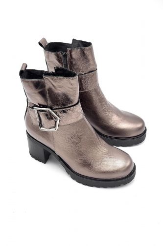 Boots en cuir métalisé bronze SWEET LEMON | Marine