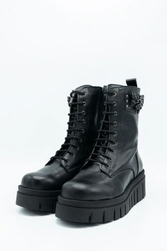 Sweet Lemon bottine Noir femmes (Biket lacet glitter - NOHAM glitter noir) - Marine | Much more than shoes