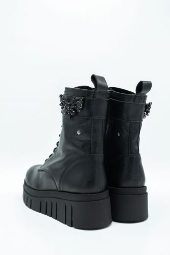 Sweet Lemon bottine Noir femmes (Biket lacet glitter - NOHAM glitter noir) - Marine | Much more than shoes