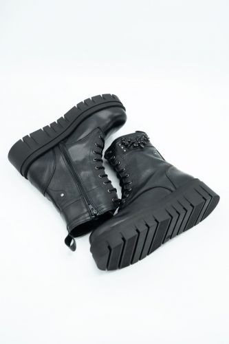 Sweet Lemon bottine Noir femmes (Biket lacet glitter - NOHAM glitter noir) - Marine | Much more than shoes