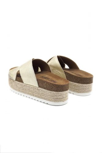 Sweet Lemon mule Or femmes (brides croisées semelle corde - NINON champagne) - Marine | Much more than shoes