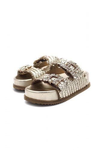 Mules en cuir tressé doré SWEET LEMON | Marine