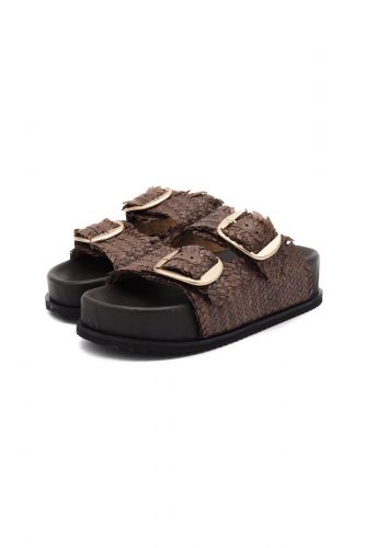 Mules double boucles tressée chocolat SWEET LEMON | Marine