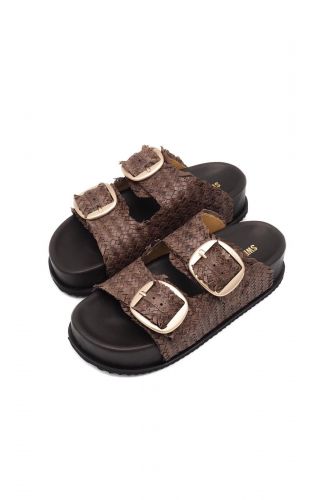 Mules double boucles tressée chocolat SWEET LEMON | Marine