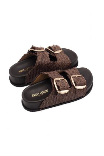 Mules double boucles tressée chocolat SWEET LEMON | Marine